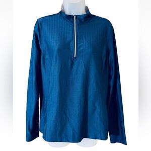 Lady Hagen Womens Golf Athletic Top Size M Blue 1/4 Zip Mock Neck Long Sleeve